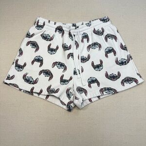 Disney Lounge Shorts White Stitch All over Print Knit Sweat-shorts Juniors M